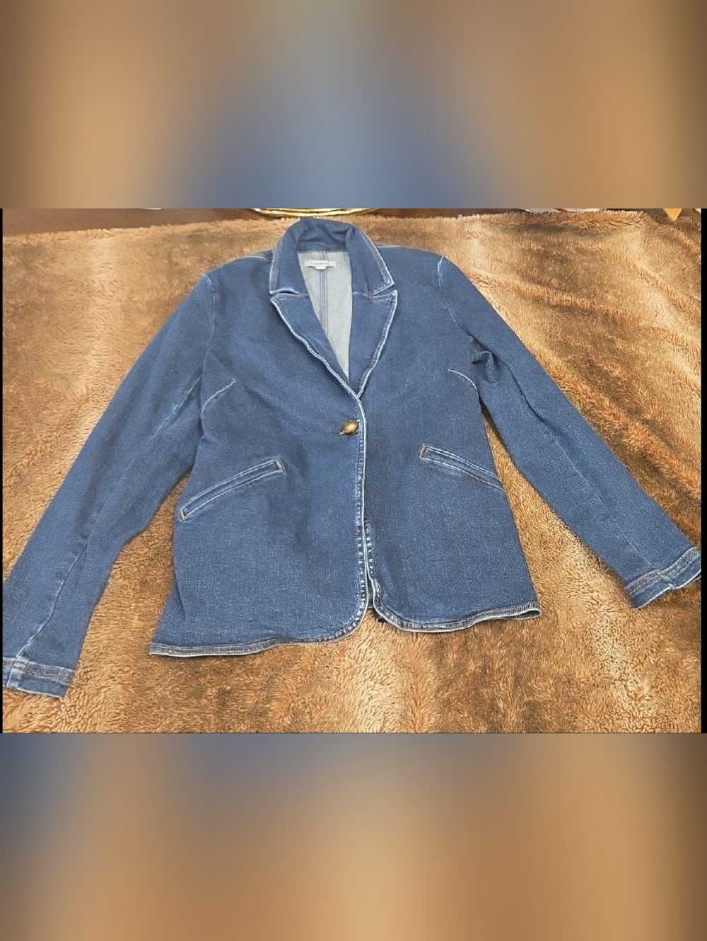 Evereve Size Medium Denim Blazer Jacket - Blue-retail Over $200